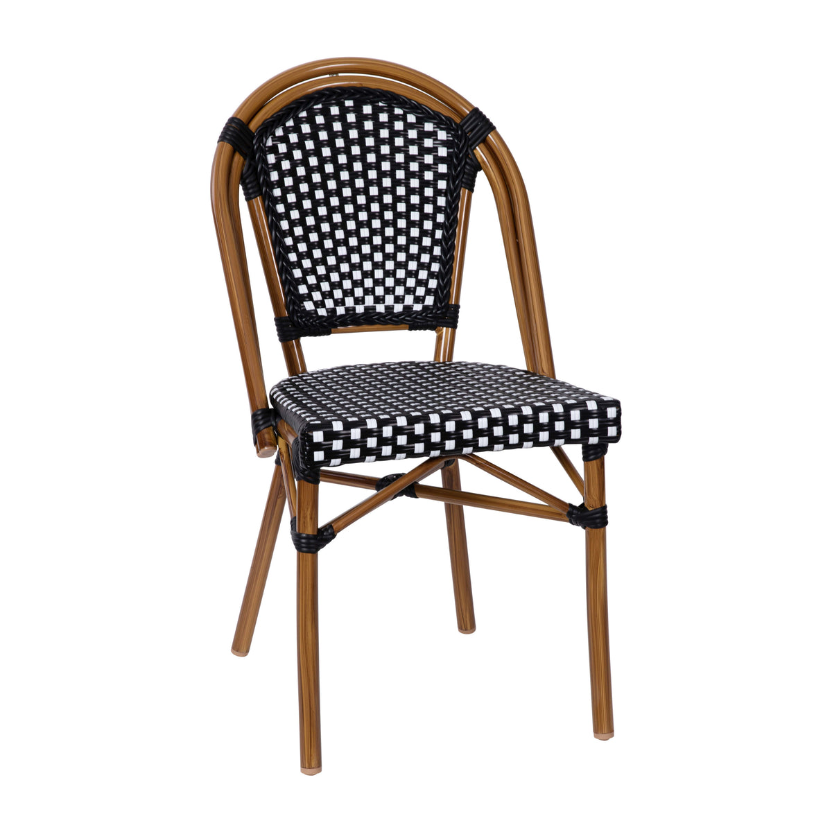 All-Weather Commercial Paris Chair with Bamboo Print Aluminum Frame