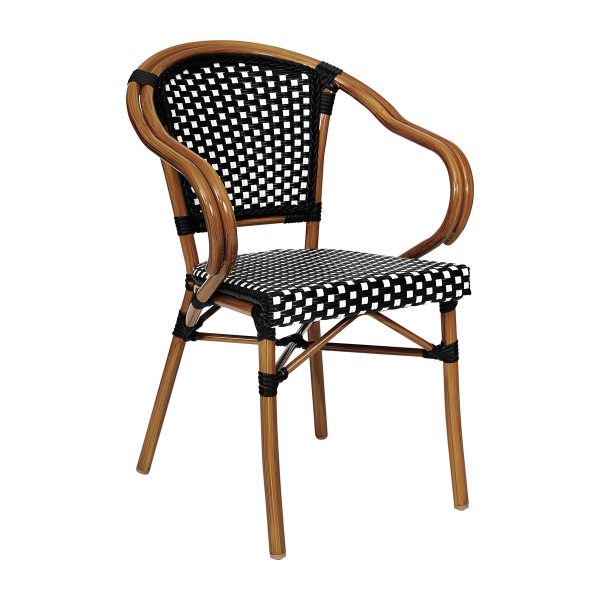 All-Weather Commercial Paris Chair with Bamboo Print Metal Frame