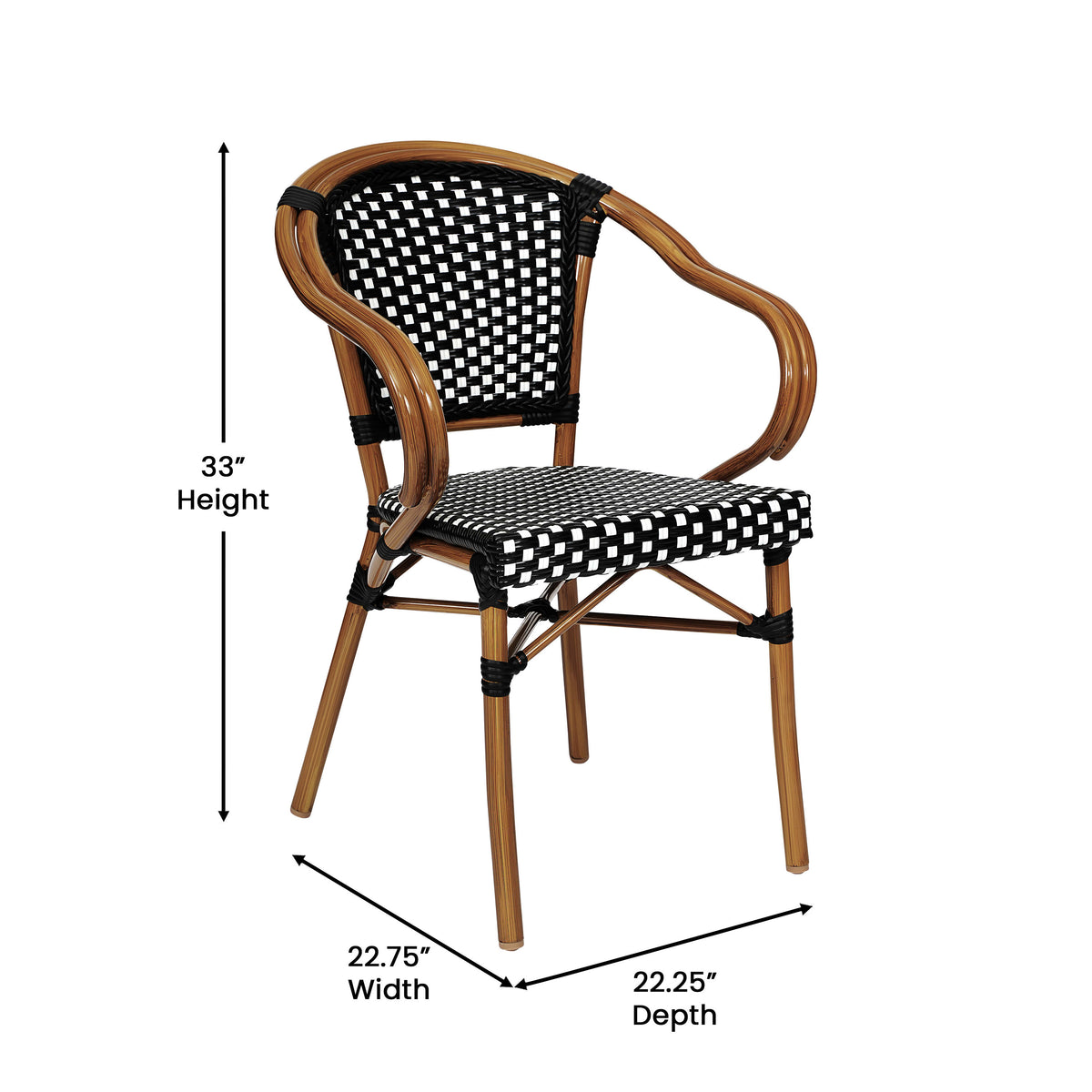 All-Weather Commercial Paris Chair with Bamboo Print Metal Frame - Image 4