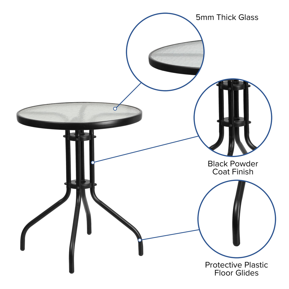 3 Piece Patio Dining Set - Glass Table, 2 Flex Stack Chairs - Image 3