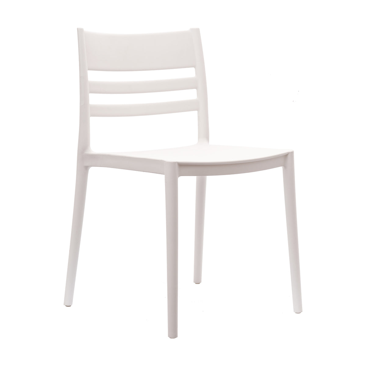 Commercial All-Weather Resin Patio Stack Chair with Slatted Backrest