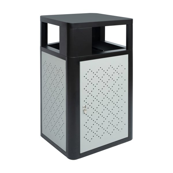 Commercial 31.4 GAL Steel Trash Can with Inner Bin, Locking Access Door