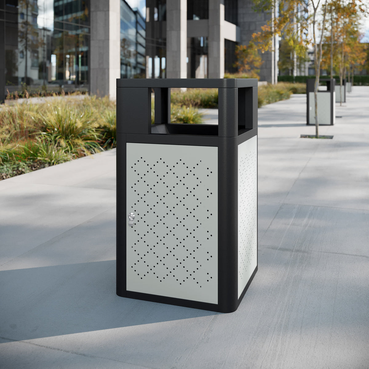 Commercial 31.4 GAL Steel Trash Can with Inner Bin, Locking Access Door - Image 2