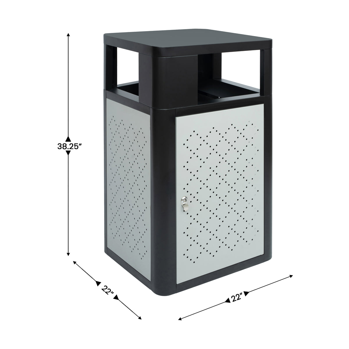 Commercial 31.4 GAL Steel Trash Can with Inner Bin, Locking Access Door - Image 4