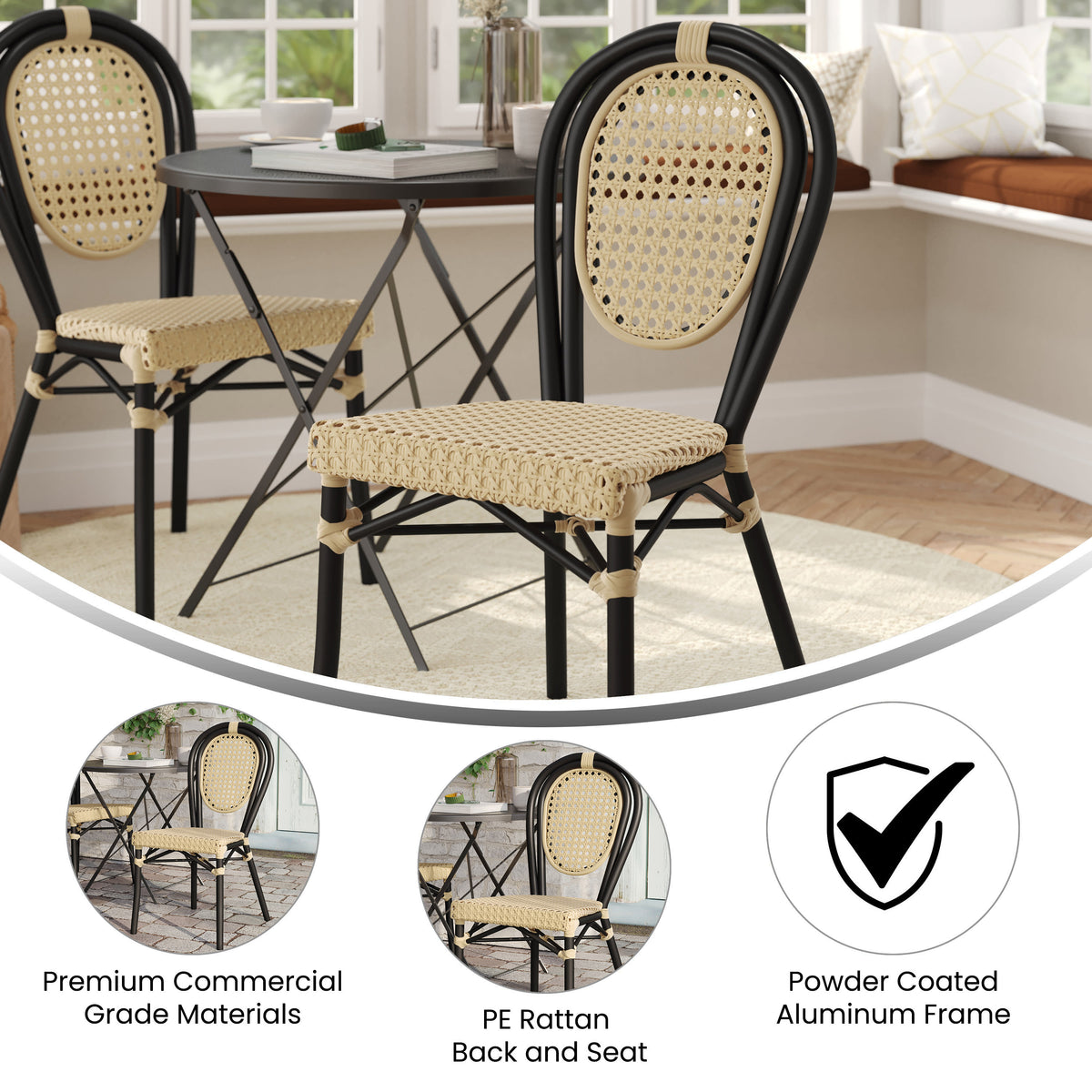All-Weather Commercial Paris Chair with Metal Frame - Image 3