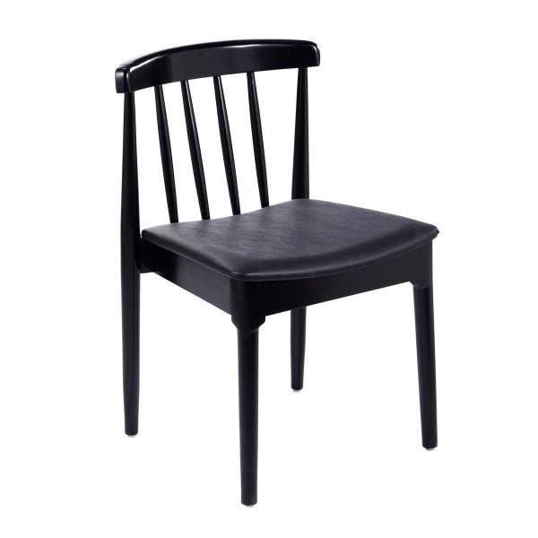 Commercial Solid Wood Dining Chair with Vinyl Padded Seat