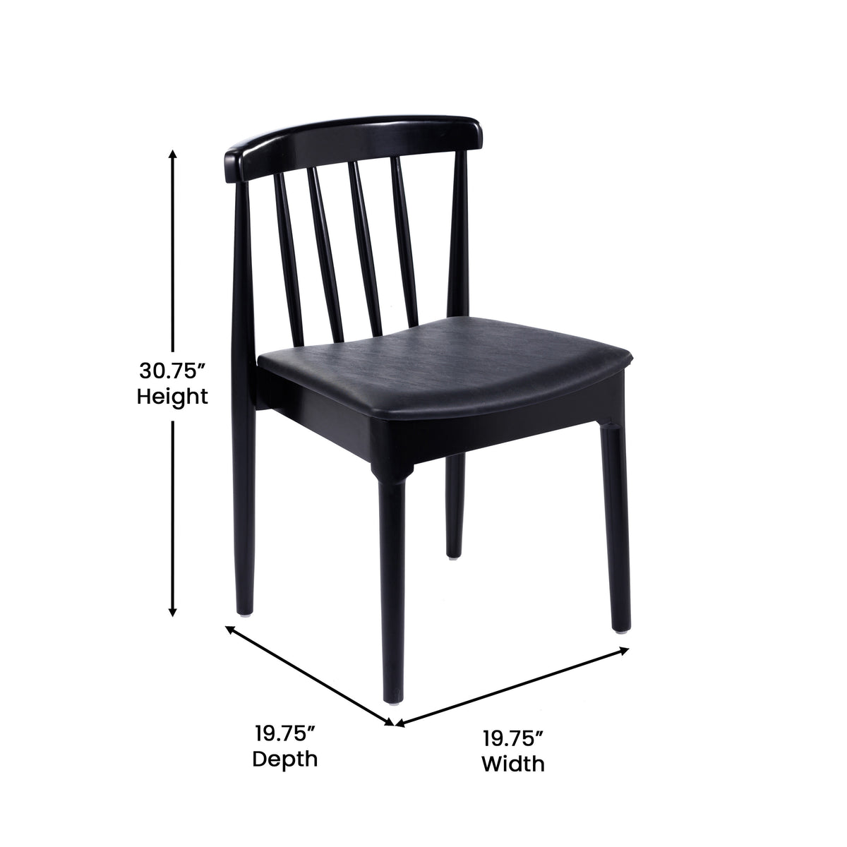 Commercial Solid Wood Dining Chair with Vinyl Padded Seat - Image 4
