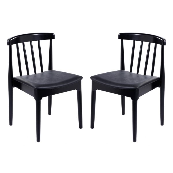 Commercial Solid Wood Dining Chair with Vinyl Padded Seat - Set of 2