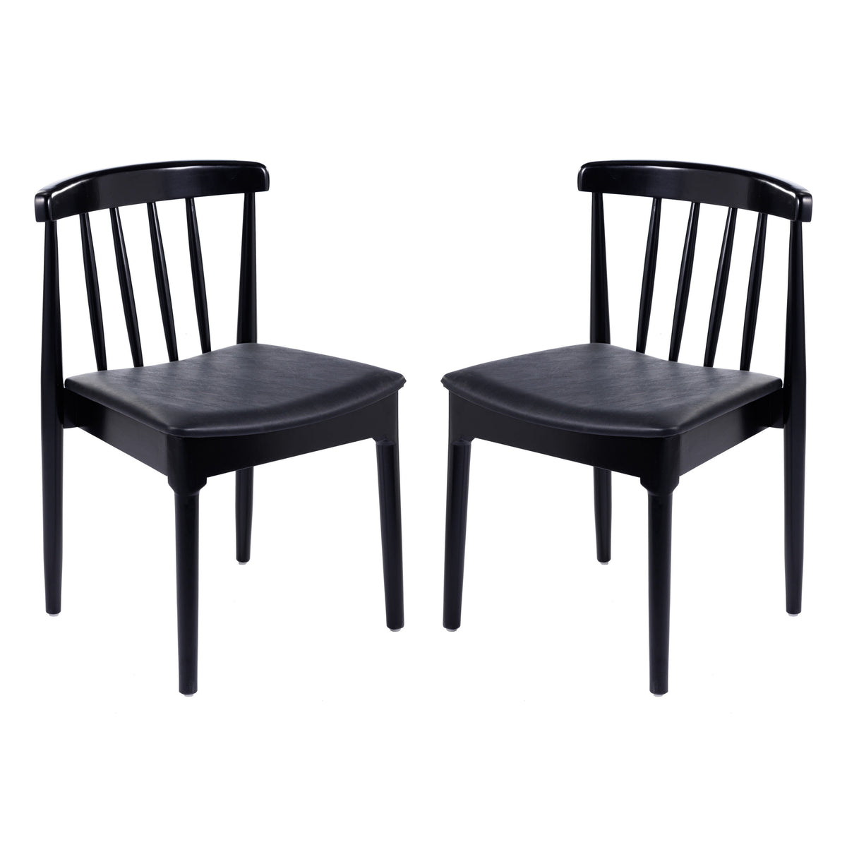 Commercial Solid Wood Dining Chair with Vinyl Padded Seat - Set of 2