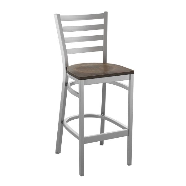 Clear Coated Ladder Back Metal Restaurant Barstool