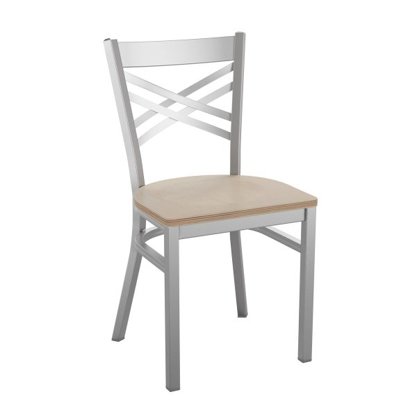Clear Coated "X" Back Metal Restaurant Chair