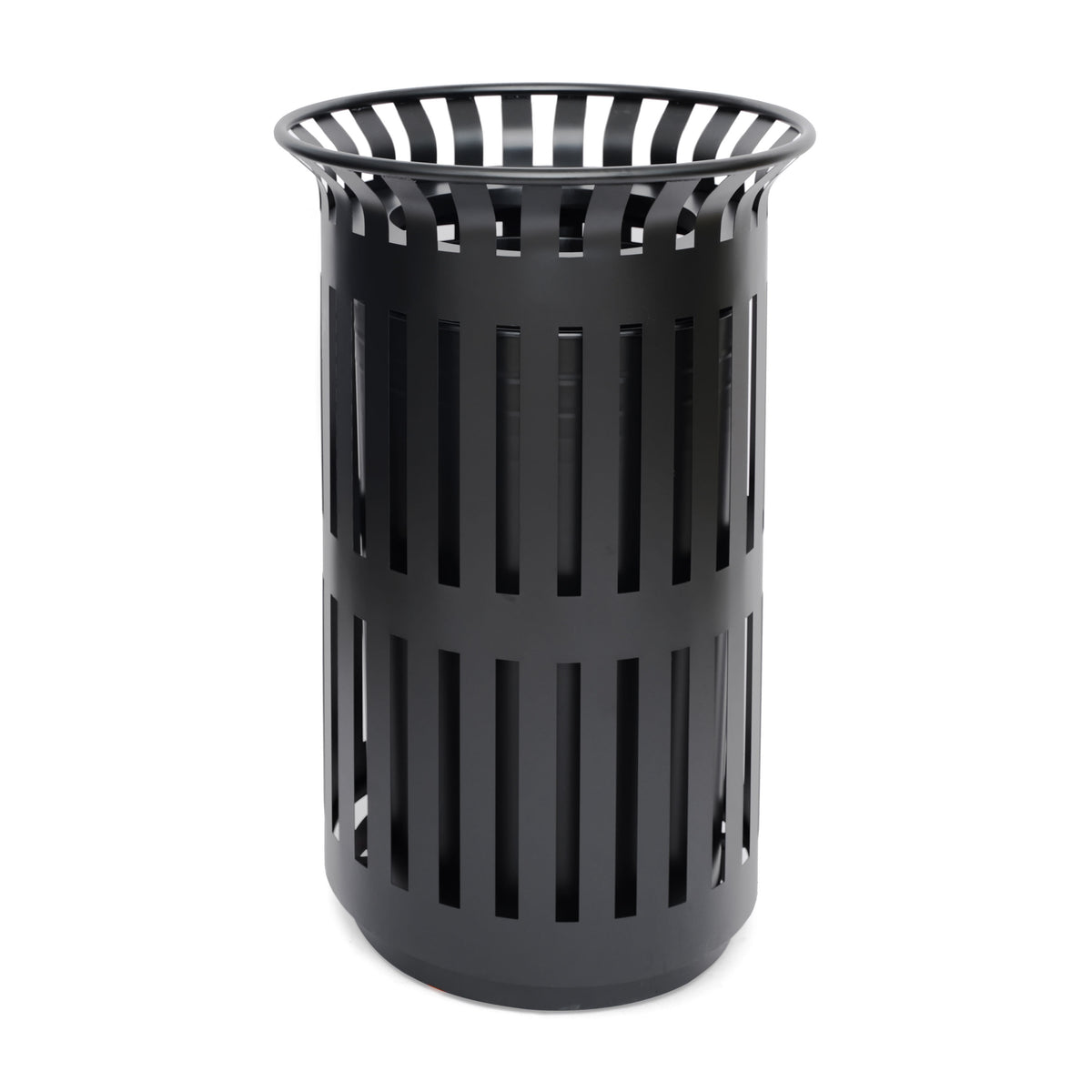 Commercial Outdoor Slatted Steel Trash Can with Inner Bin