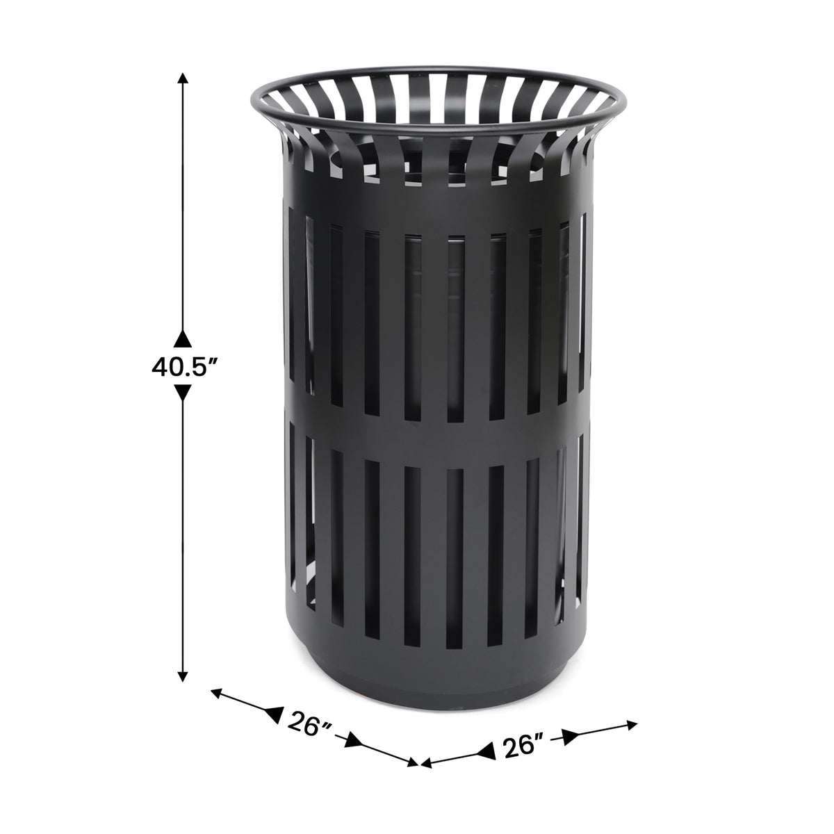 Commercial Outdoor Slatted Steel Trash Can with Inner Bin - Image 4