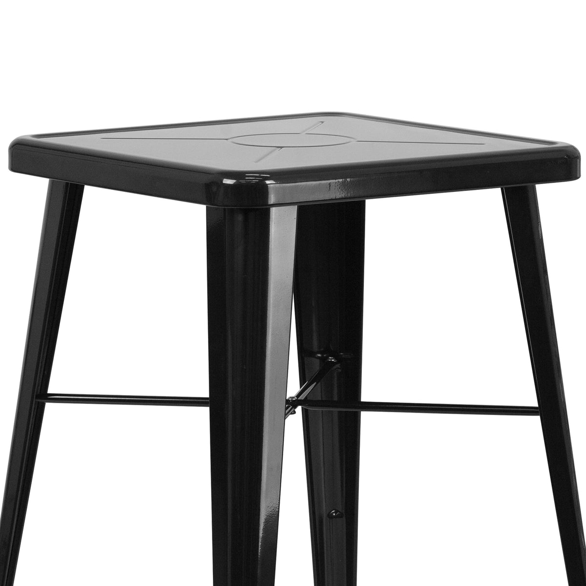 23.75'' Square Metal Indoor-Outdoor Bar Table Set with 2 Stools with Backs - Image 4