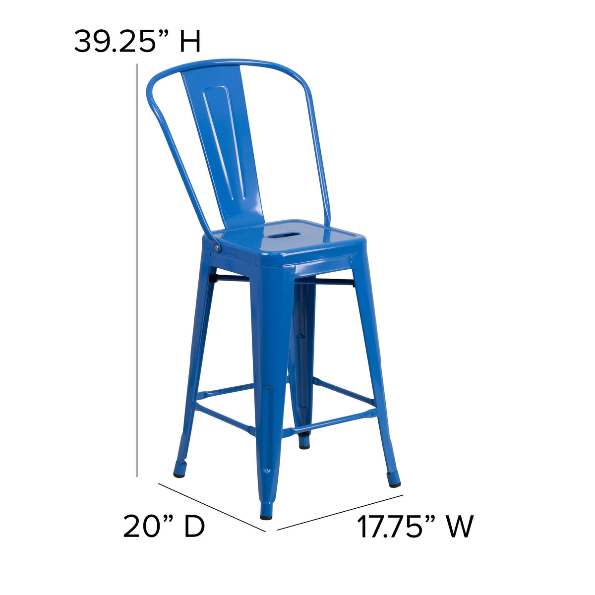24'' High Metal Indoor-Outdoor Counter Height Stool with Back - Image 4