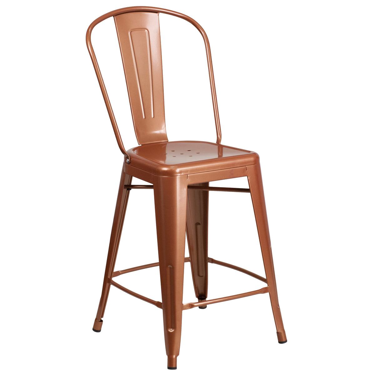 24'' High Metal Indoor-Outdoor Counter Height Stool with Back