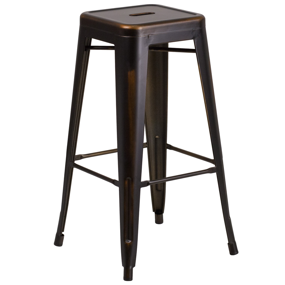 30" High Backless Distressed Metal Indoor-Outdoor Barstool - Patio Chair