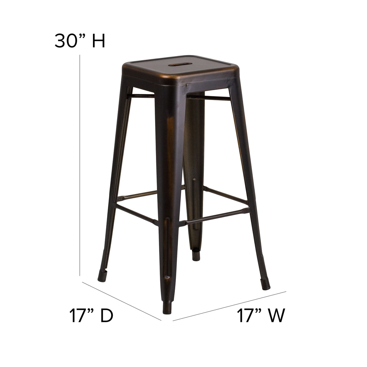 30" High Backless Distressed Metal Indoor-Outdoor Barstool - Patio Chair - Image 4