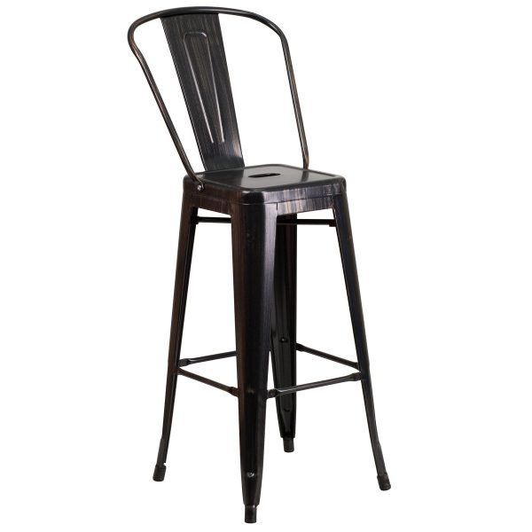 30'' High Metal Indoor-Outdoor Barstool with Back