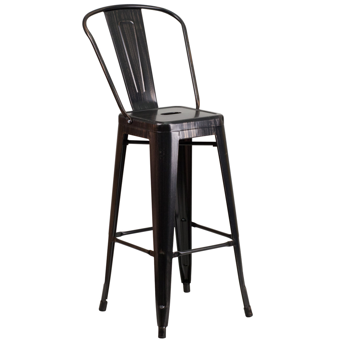 30'' High Metal Indoor-Outdoor Barstool with Back