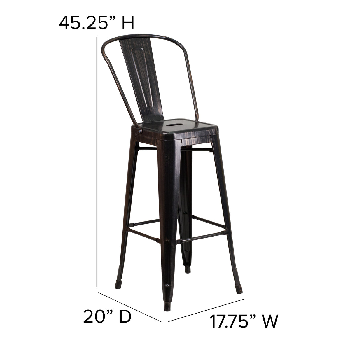 30'' High Metal Indoor-Outdoor Barstool with Back - Image 4