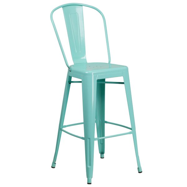 30'' High Metal Indoor-Outdoor Barstool with Back