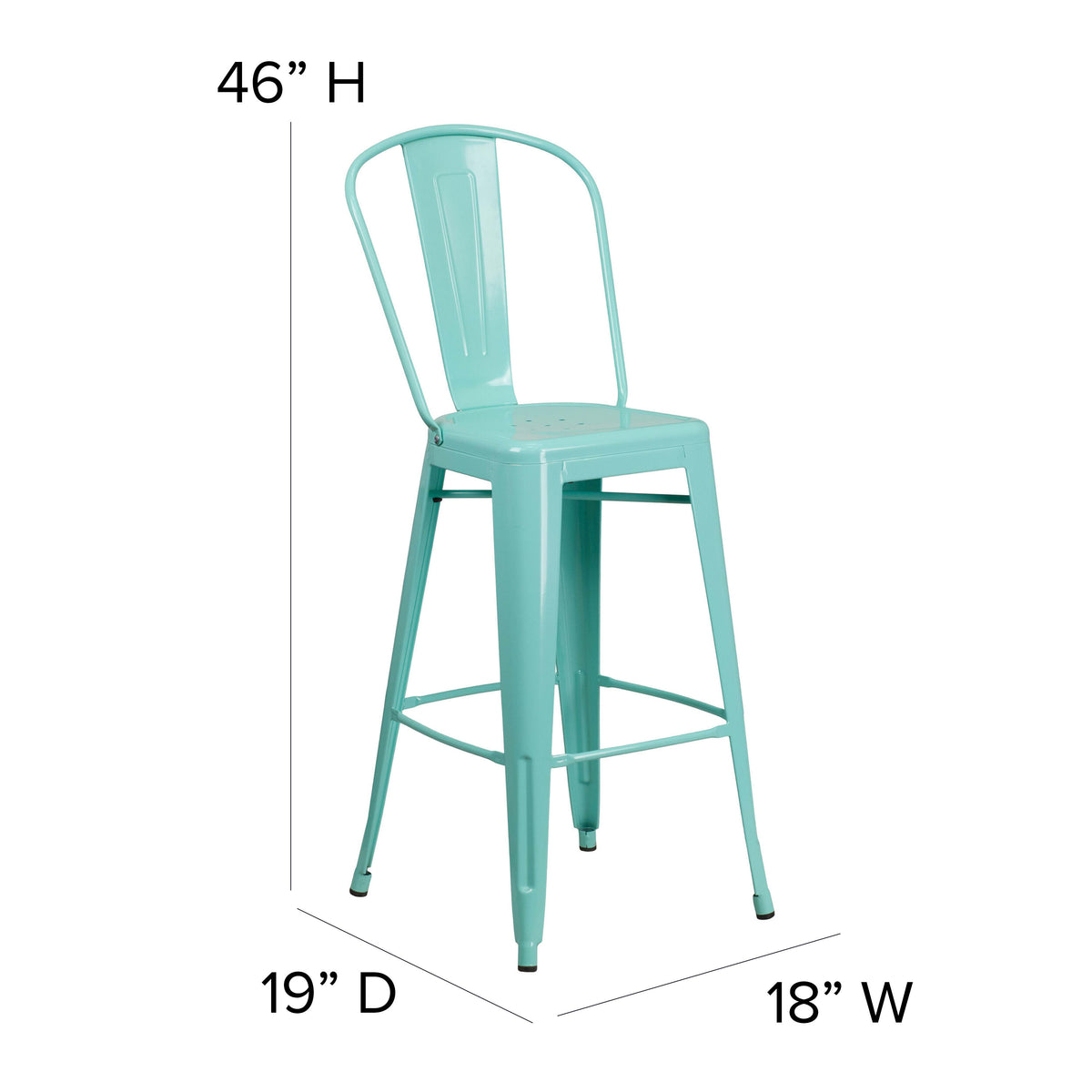 30'' High Metal Indoor-Outdoor Barstool with Back - Image 4