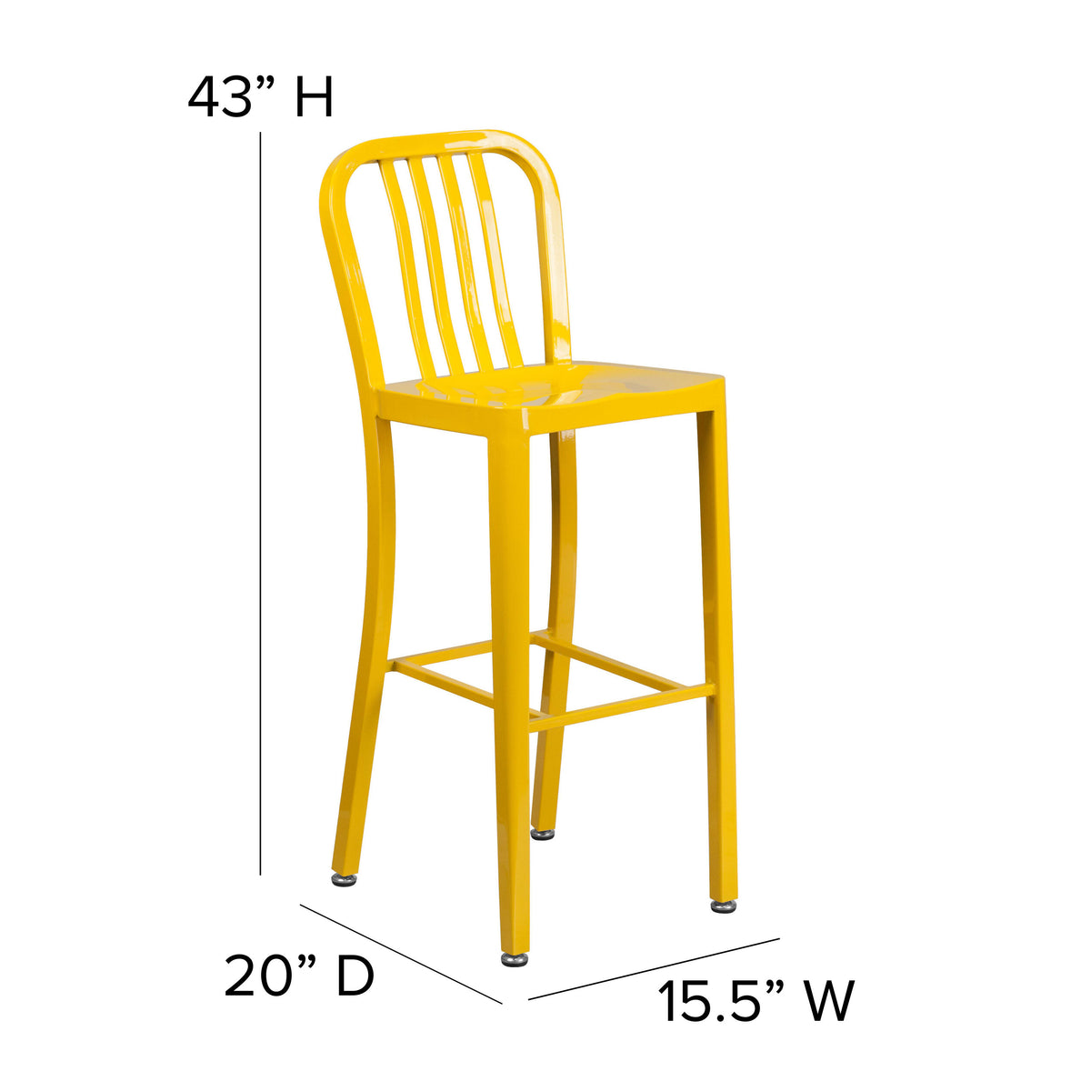 30'' High Metal Indoor-Outdoor Barstool with Vertical Slat Back - Image 4