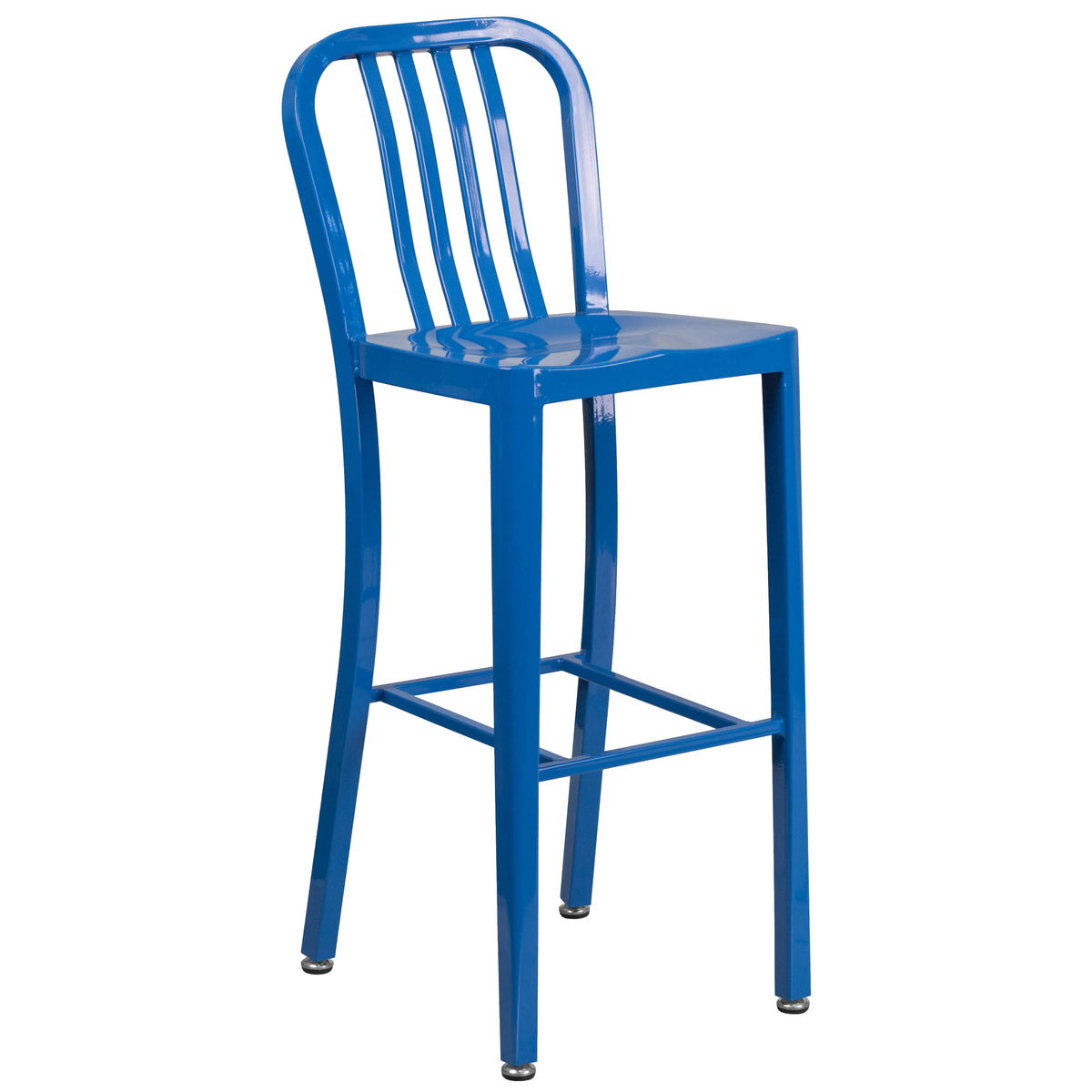 30'' Round Metal Indoor-Outdoor Bar Table Set with 4 Vertical Slat Back Stools - Image 4