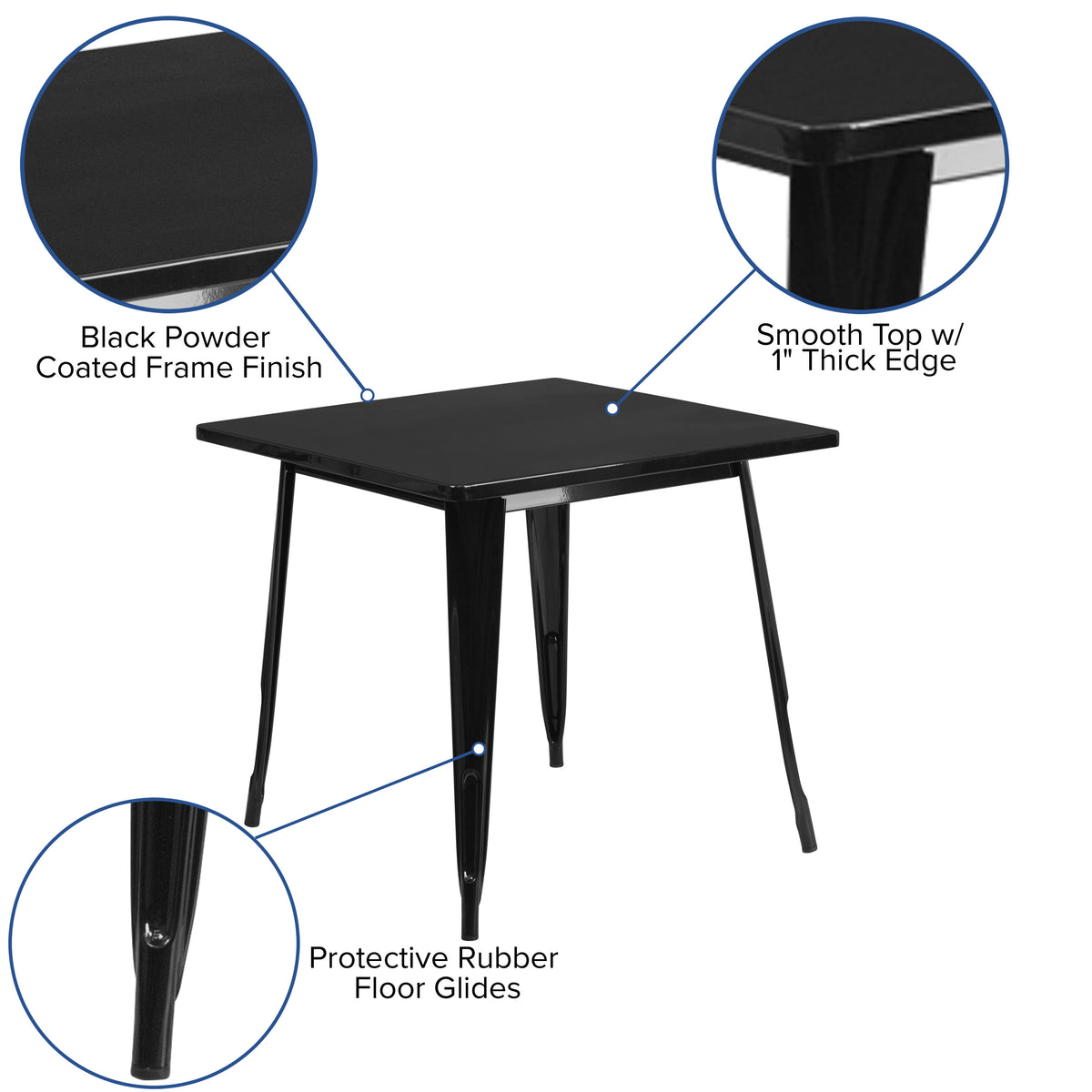31.5'' Square Metal Indoor-Outdoor Table - Image 3