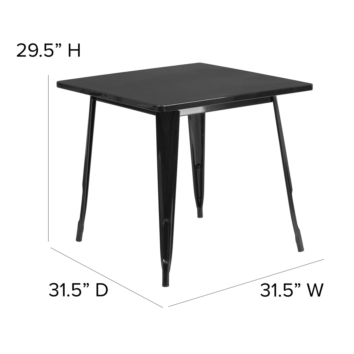 31.5'' Square Metal Indoor-Outdoor Table - Image 4