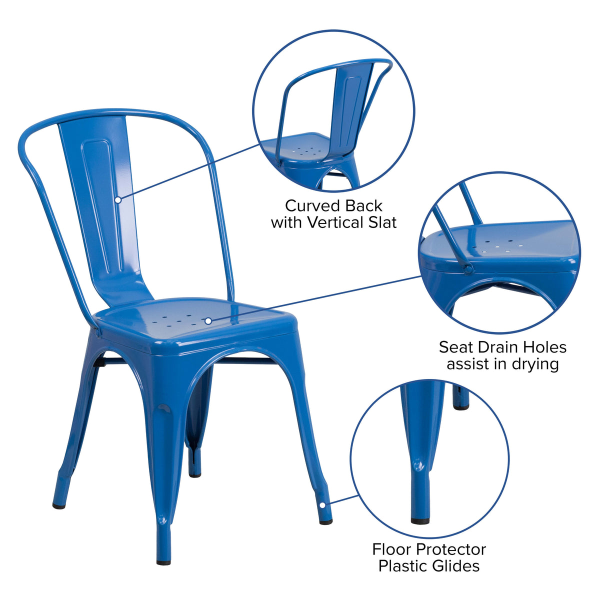 31.5" Square Metal Indoor-Outdoor Table Set with 4 Stack Chairs - Image 2