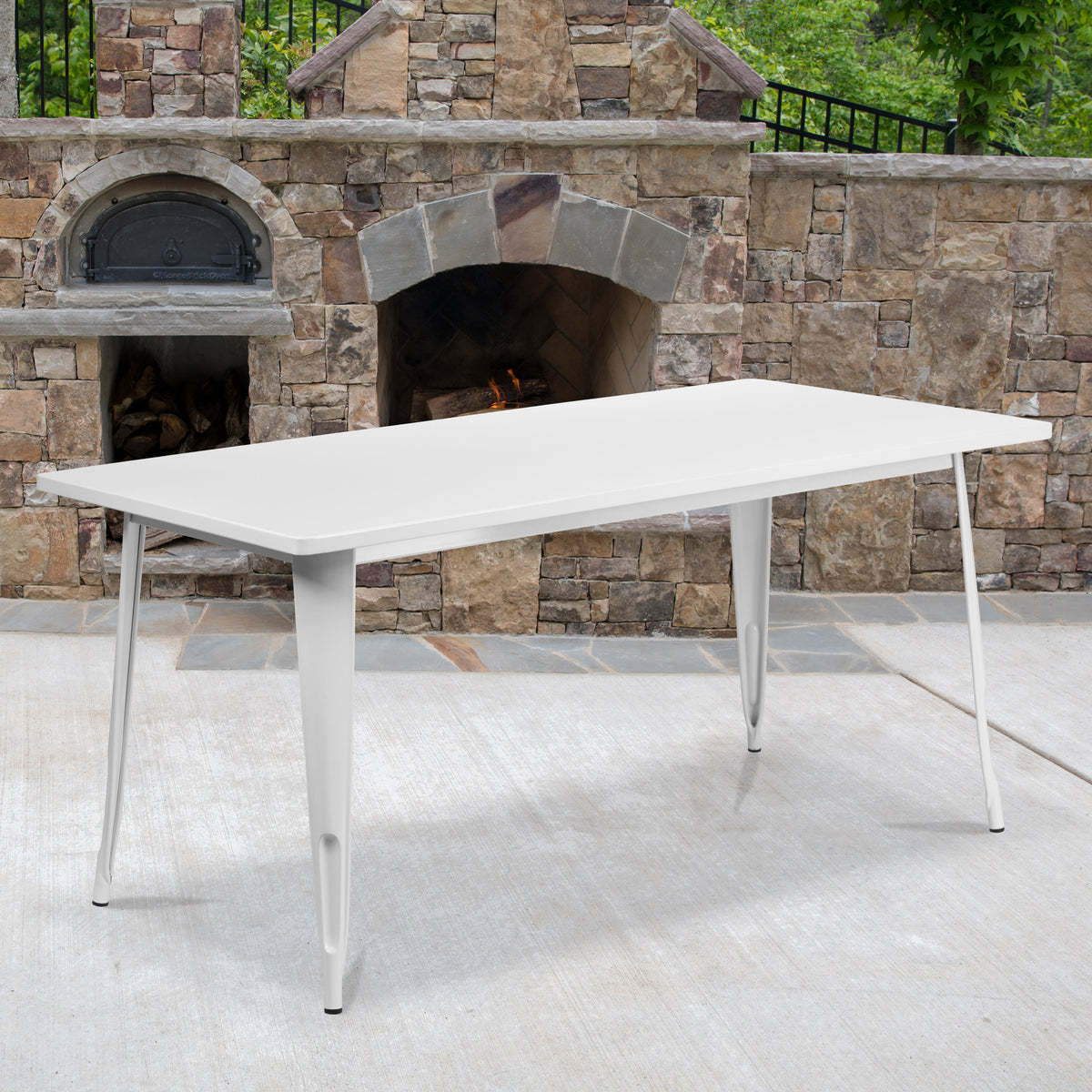 31.5" x 63" Rectangular Metal Indoor-Outdoor Table - Industrial Table - Image 2