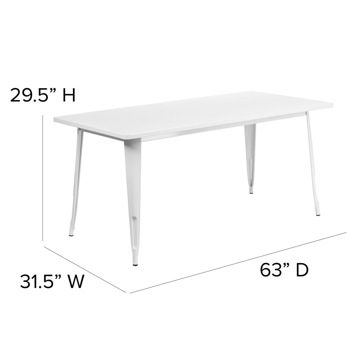 31.5" x 63" Rectangular Metal Indoor-Outdoor Table - Industrial Table - Image 4