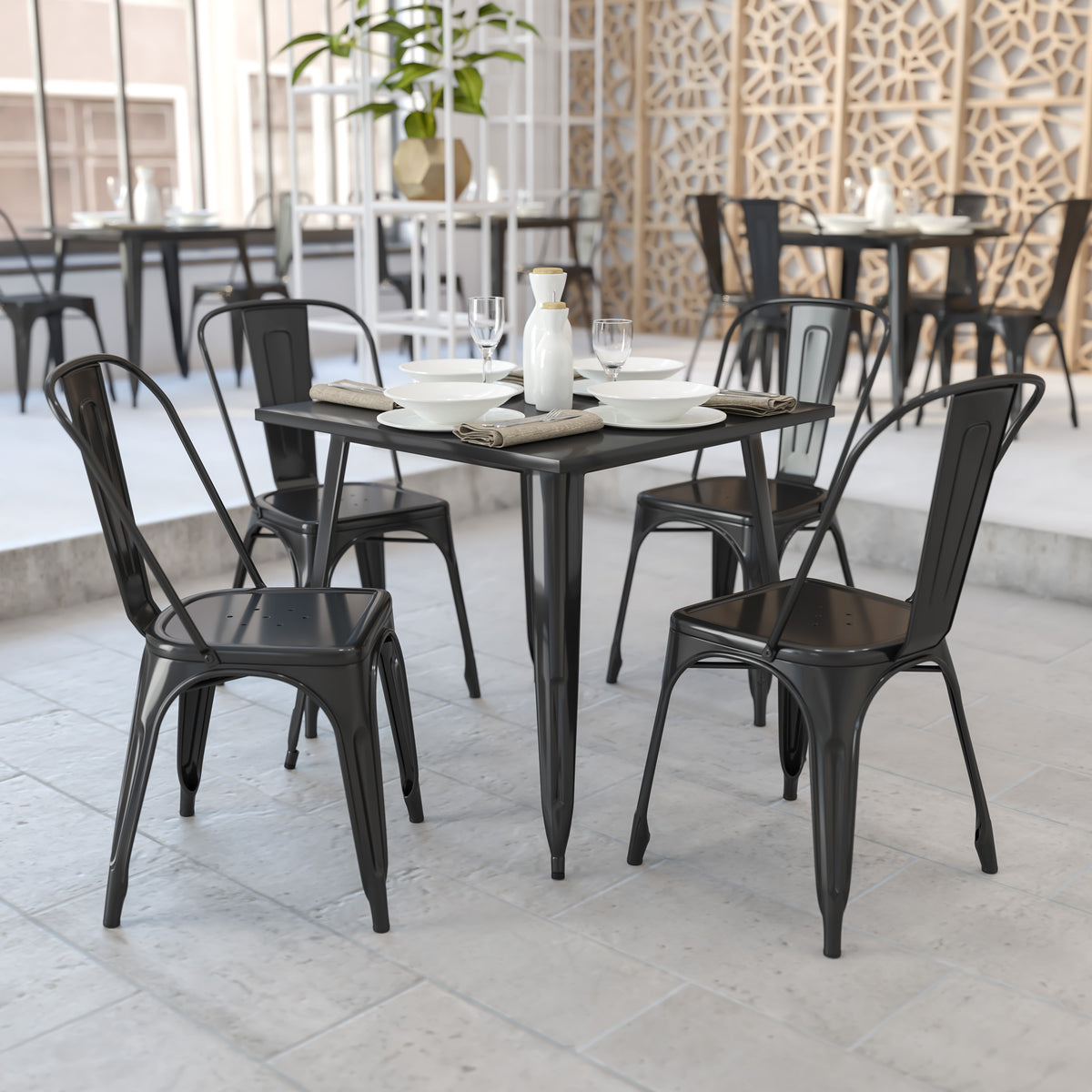 31.75'' Square Metal Indoor-Outdoor Table - Image 2