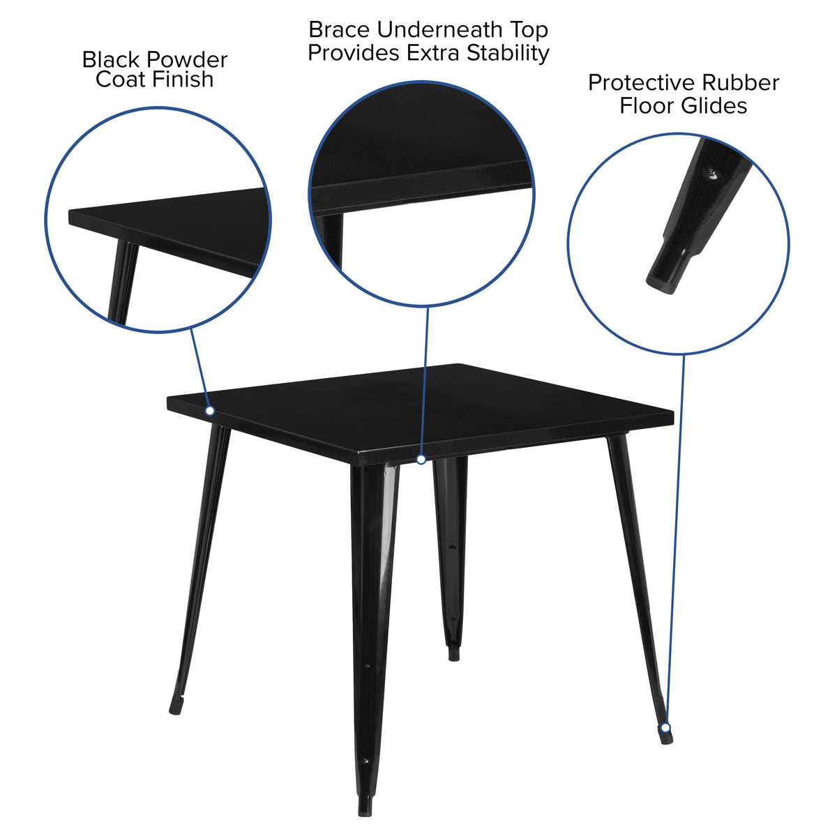 31.75'' Square Metal Indoor-Outdoor Table - Image 3