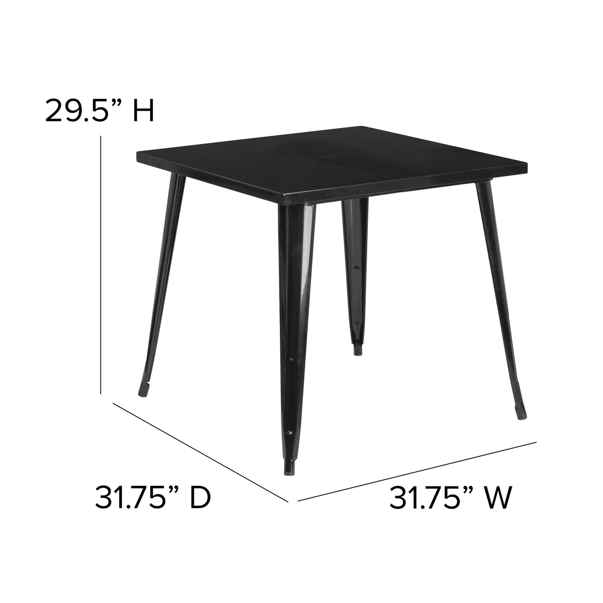 31.75'' Square Metal Indoor-Outdoor Table - Image 4