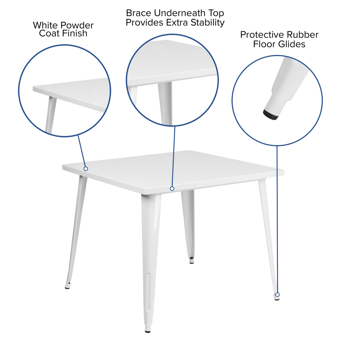 35.5'' Square Metal Indoor-Outdoor Table - Image 3