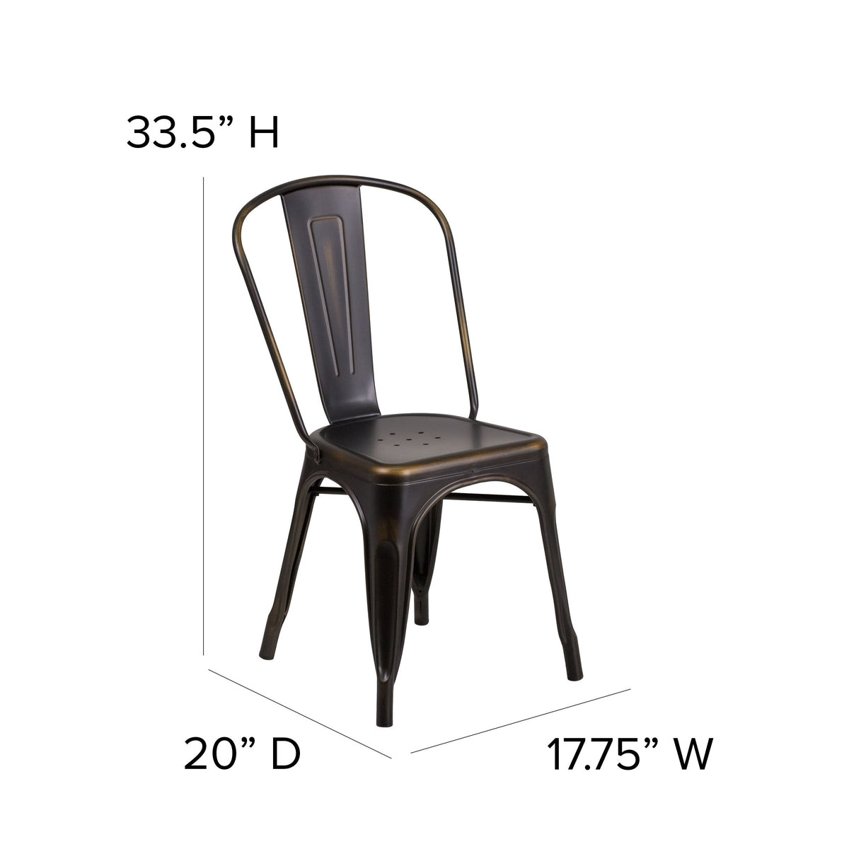 Distressed Metal Indoor-Outdoor Stackable Chair - Kitchen Furniture - Image 4