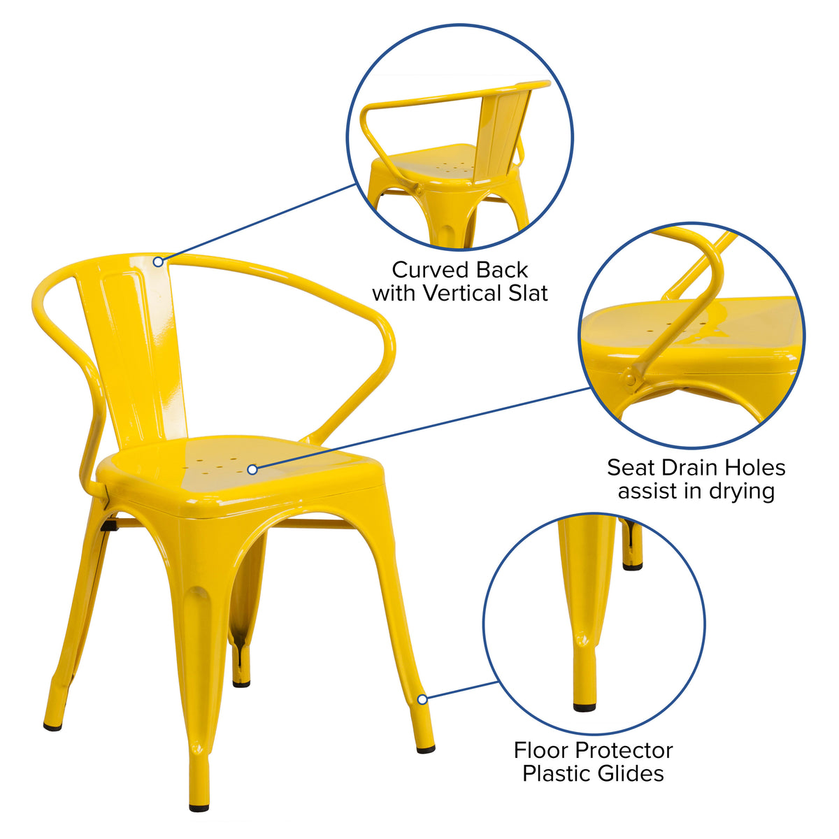 Metal Indoor-Outdoor Chair with Arms - Image 3