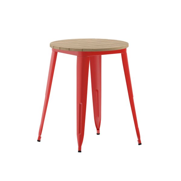 23.75" RD Commercial Poly Resin Restaurant Table with Steel Frame