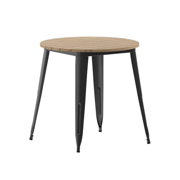 30" RD Commercial Poly Resin Restaurant Table with Steel Frame