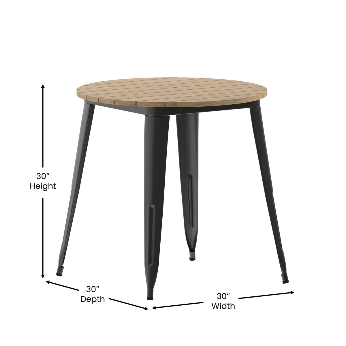 30" RD Commercial Poly Resin Restaurant Table with Steel Frame - Image 4