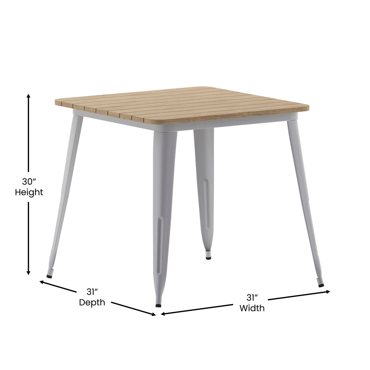 31.5" SQ Commercial Poly Resin Restaurant Table with Steel Frame - Image 4