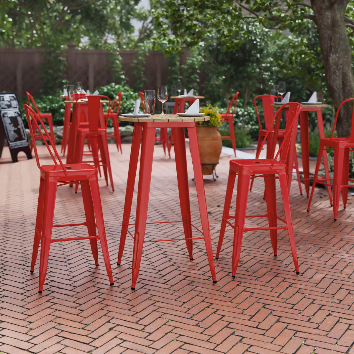 23.75" RD Commercial Poly Bar Top Restaurant Table with Steel Frame - Image 2