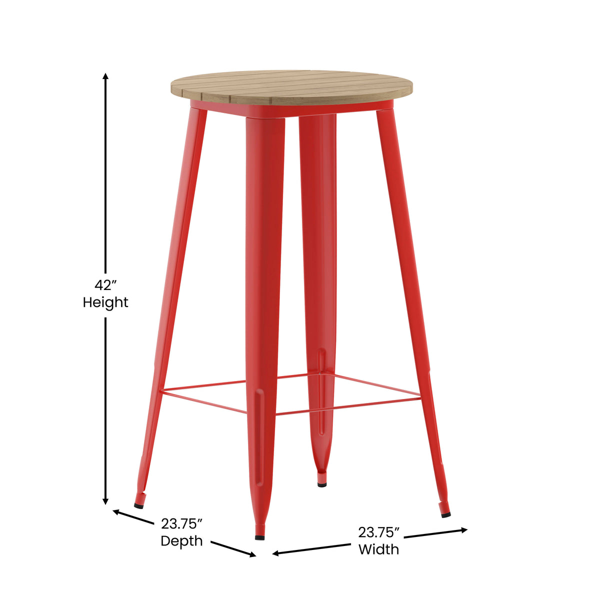 23.75" RD Commercial Poly Bar Top Restaurant Table with Steel Frame - Image 4