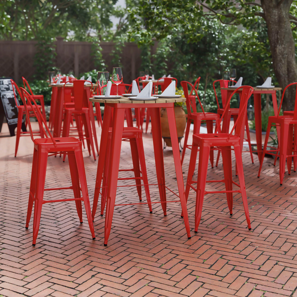 30" RD Commercial Poly Bar Top Restaurant Table with Steel Frame - Image 2