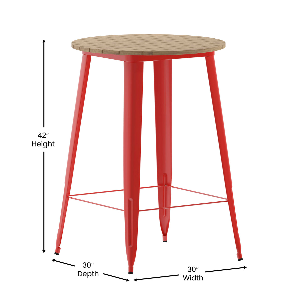 30" RD Commercial Poly Bar Top Restaurant Table with Steel Frame - Image 4