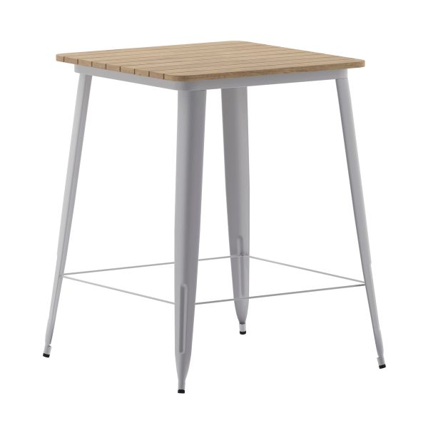 31.5" SQ Commercial Poly Bar Top Restaurant Table with Steel Frame