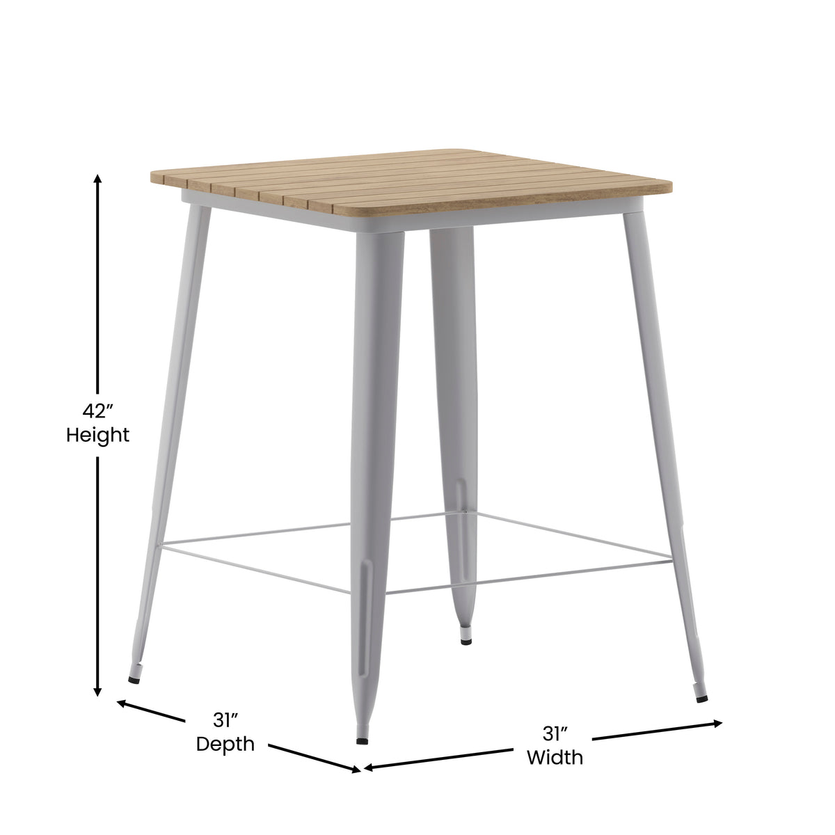 31.5" SQ Commercial Poly Bar Top Restaurant Table with Steel Frame - Image 4
